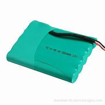 NiMH Rechargeable Battery Pack in AA Size, with 2,000mAh Nominal Capacity and 12V Nominal Voltage